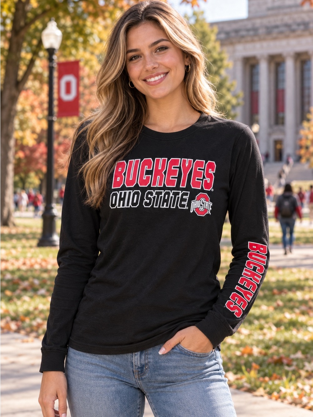 Ohio State Buckeyes Women’s Long-Sleeve T-Shirt Size Medium Black NCAA